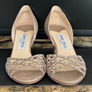Jimmy Choo, Swarovsky crystal 2 1/4" heel. SIZE 36 1/2